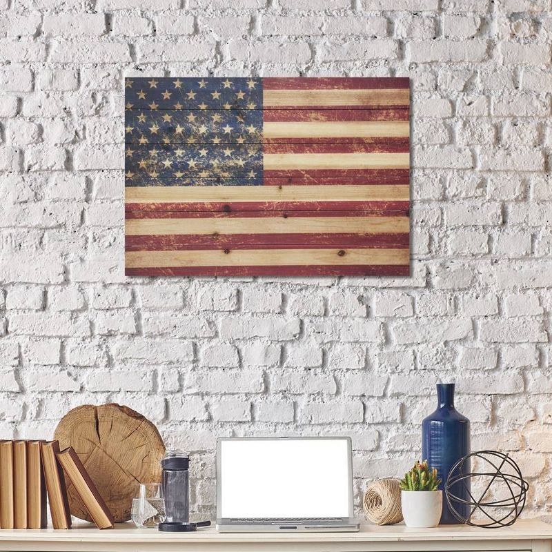 18" x 26" USA Flag Print on Planked Wood Wall Sign Panel - Gallery 57