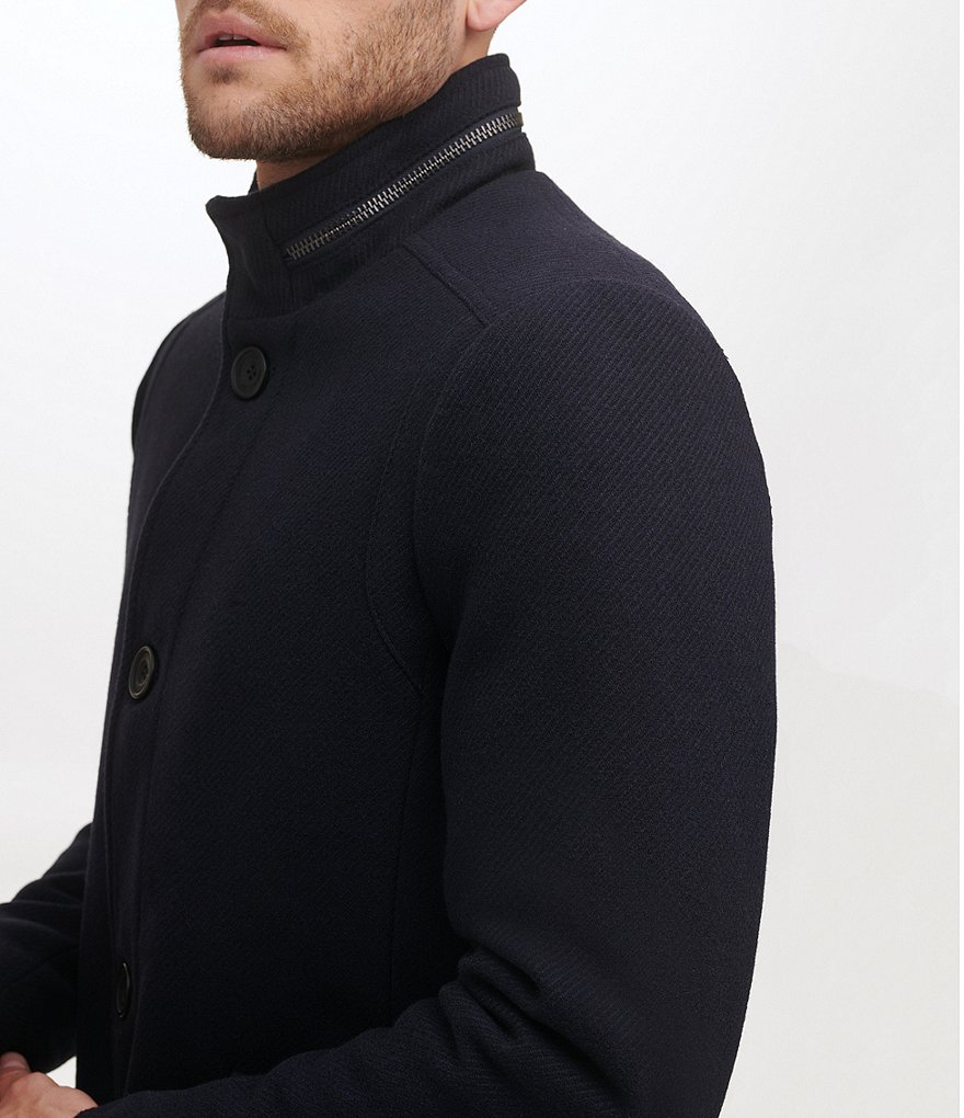 Kenneth Cole New York Long-Sleeve Twill Wool-Blend Coat