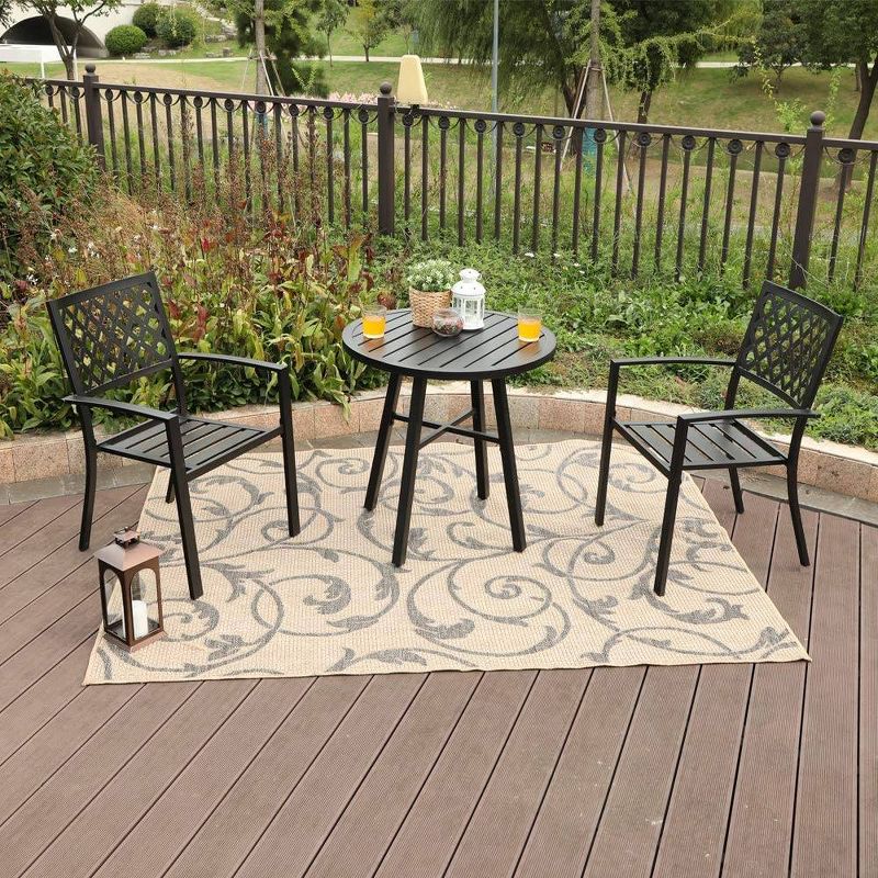 3pc Patio Metal Bistro Set - Black - Captiva Designs