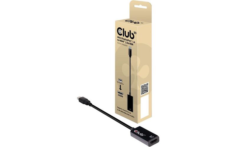 Club 3D Mini DisplayPort 1.4 to HDMI 2.0a HDR - 6.61" HDMI/Mini DisplayPort A/V Cable for Audio/Video Device