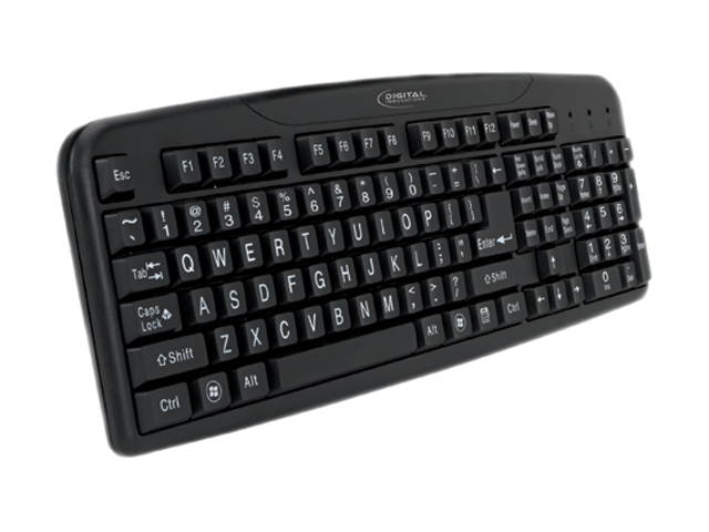 Digital Innovations 4250400 Black Wired Easy-View Keyboard