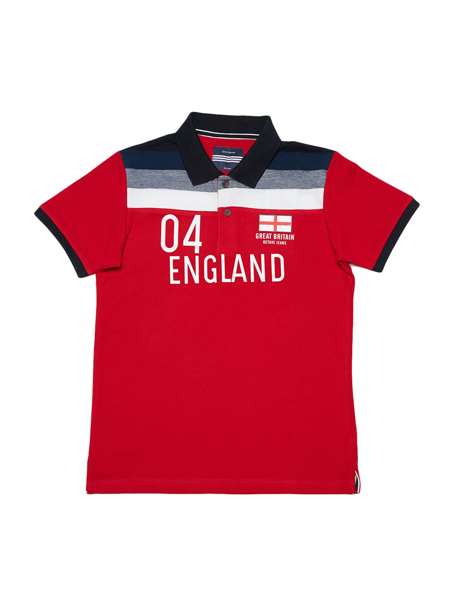 Octave Kids Brick Cotton Printed Polo T-Shirt