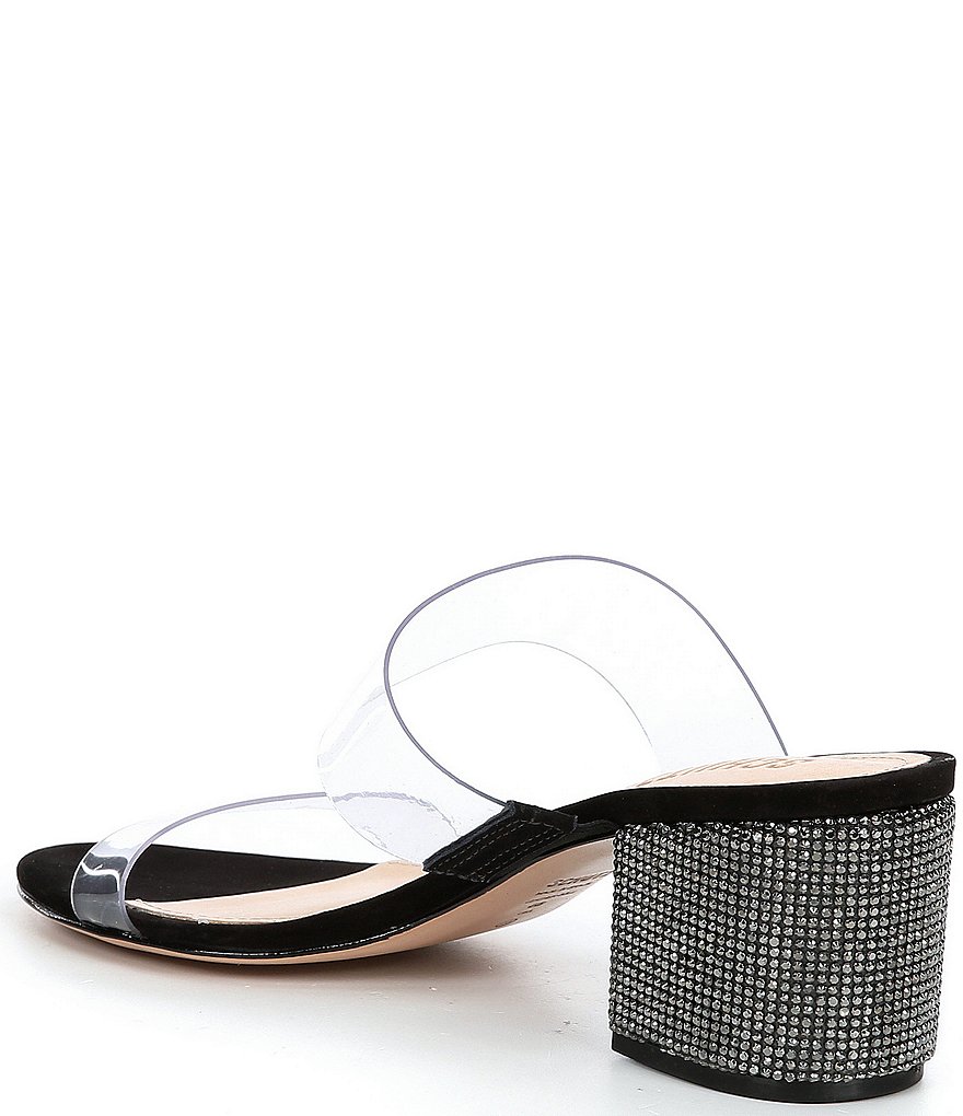 Schutz Victorie Crystal Studded Heel Clear Dress Slides