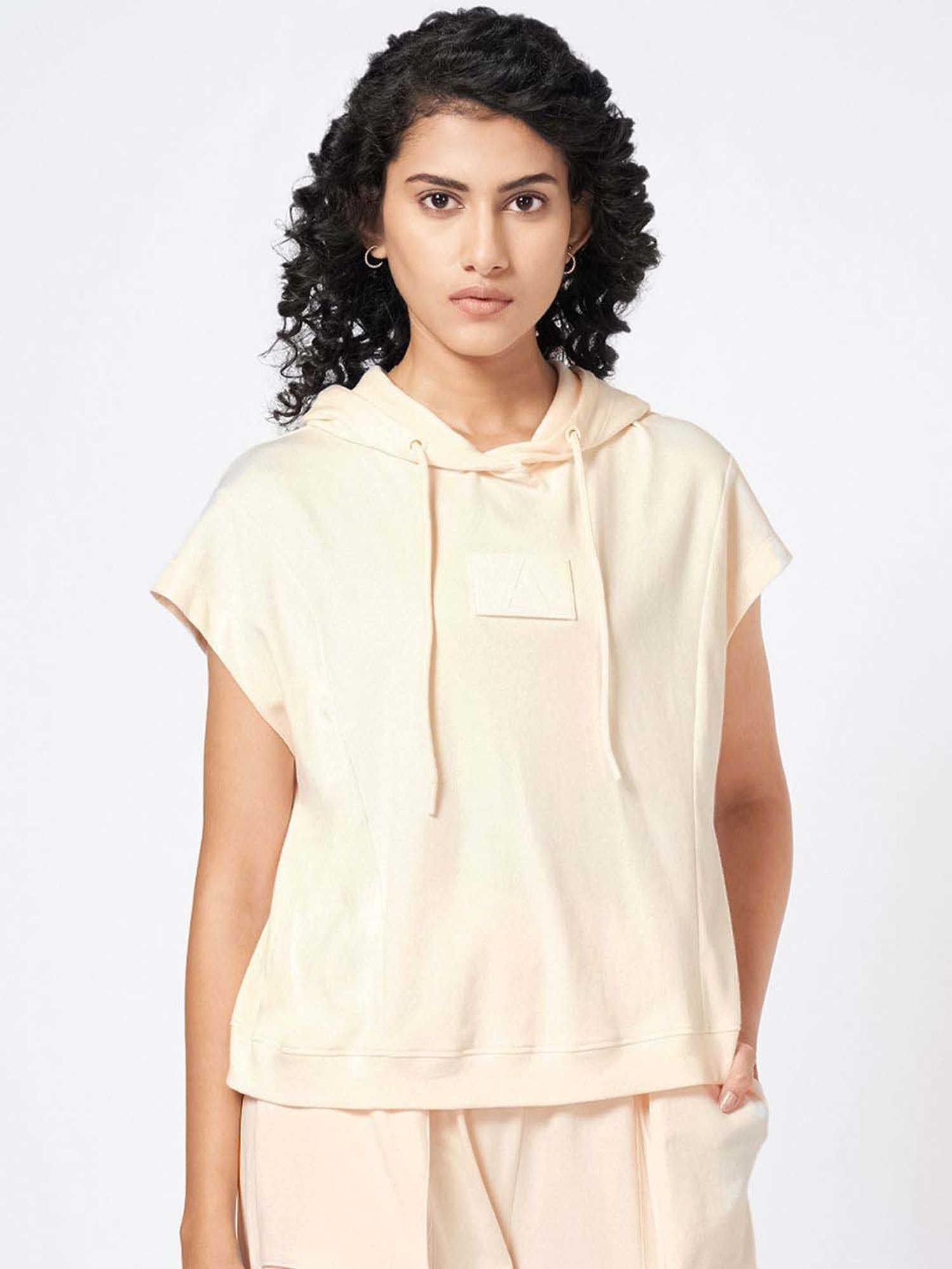 Ajile by Pantaloons Beige Cotton Plain T-Shirt