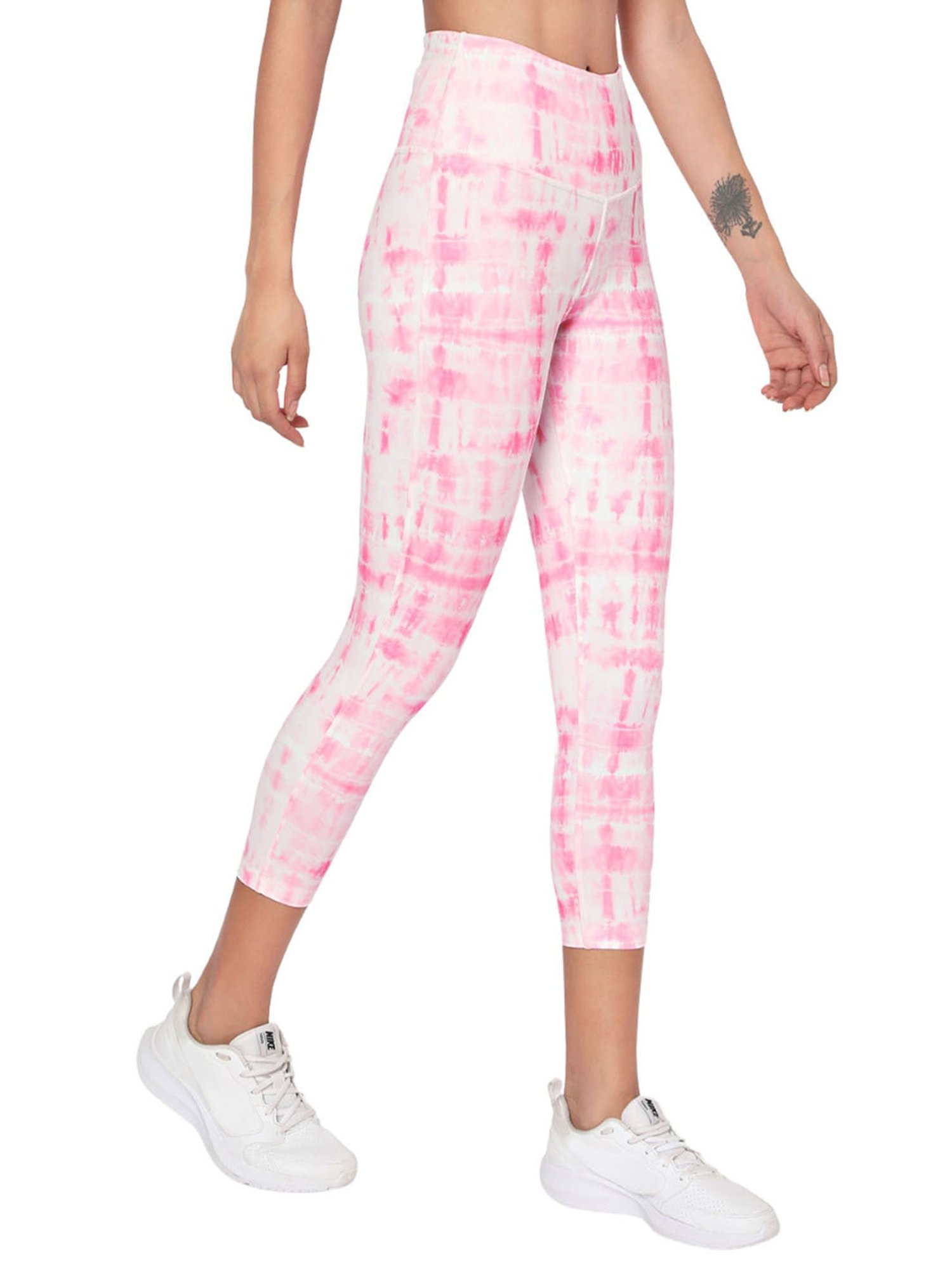 SILVERTRAQ White & Pink Tie - Dye Leggings