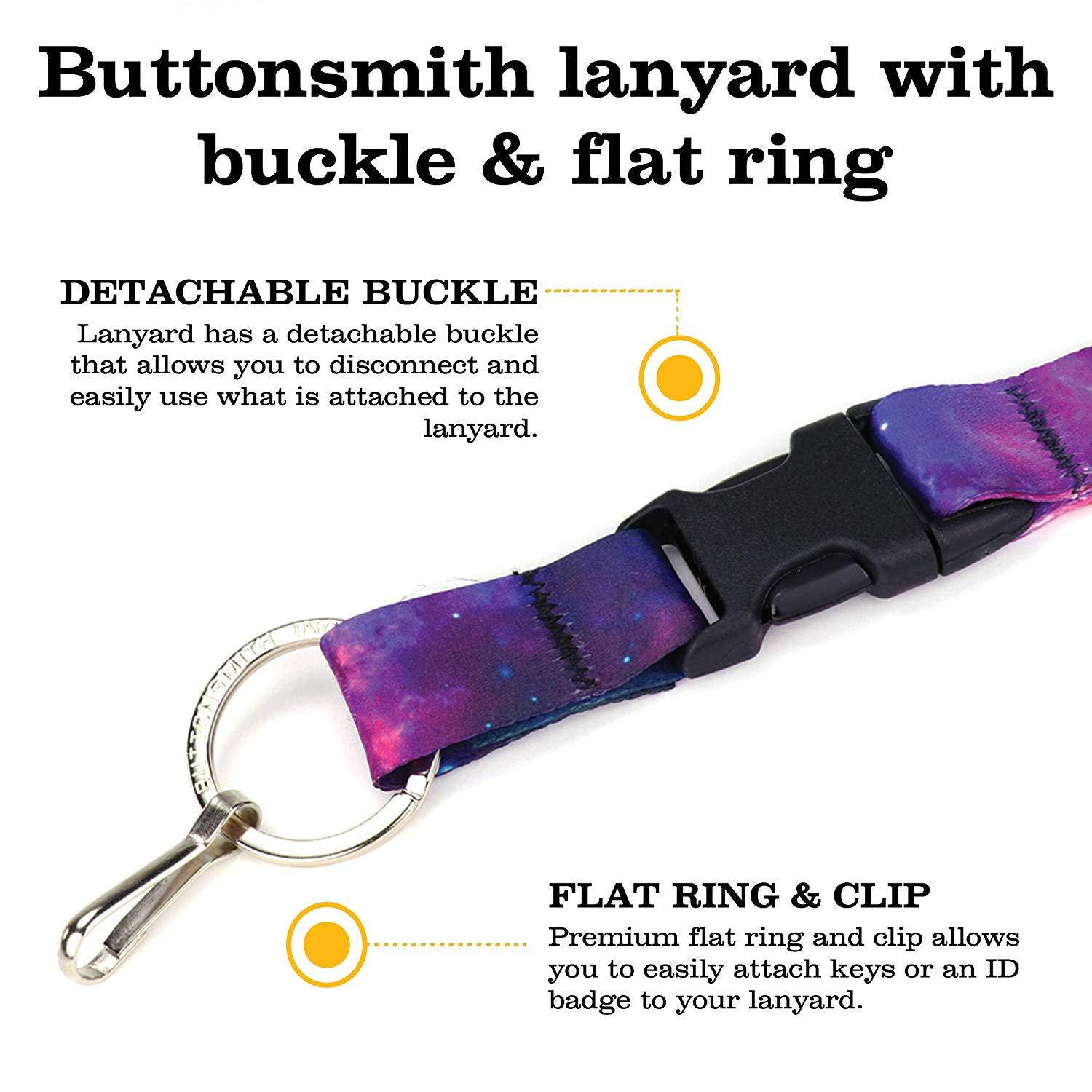 Buttonsmith Nebula Premium Lanyard with Buckle and Flat Ring - Made in The USA