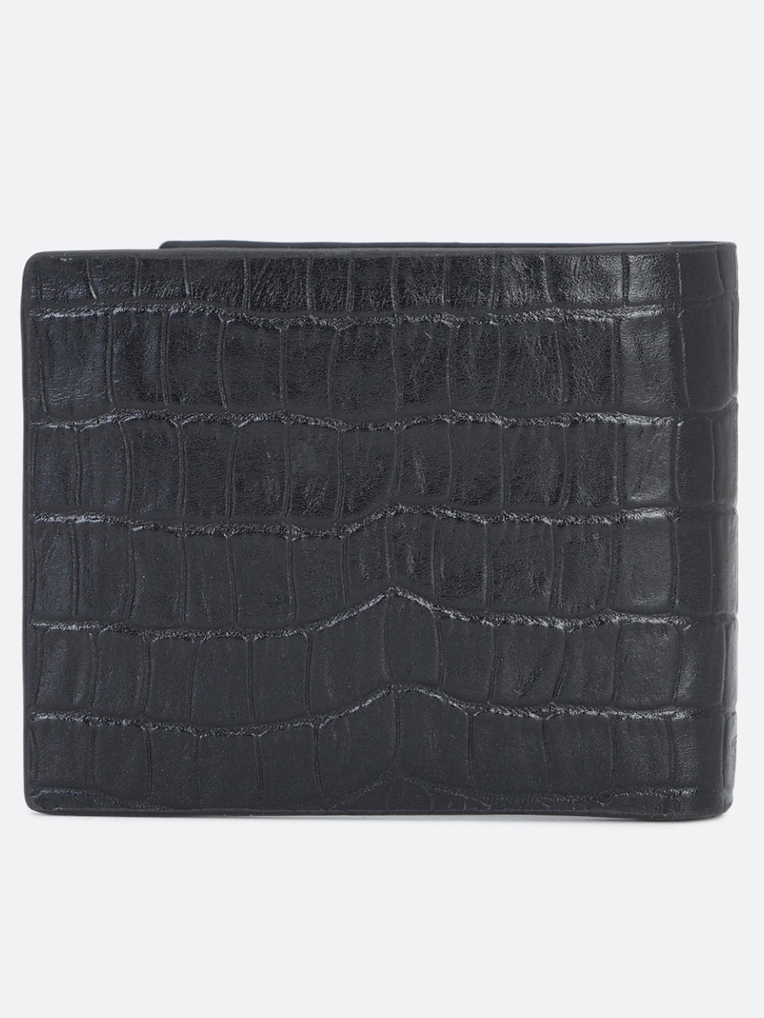 Louis Philippe Black Leather Textured Bi-Fold Wallet
