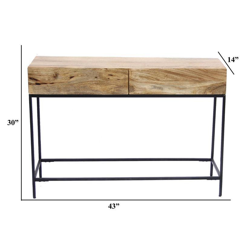 Mango Wood and Metal Console Table Natural Oak - The Urban Port