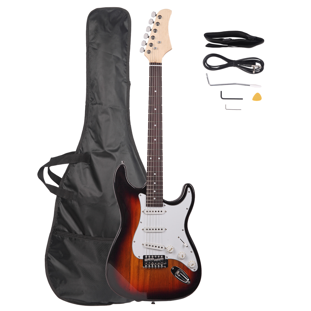 New Sunset School Music Electric Guitar Set w/ Gig Bag Strap Cord for Beginner