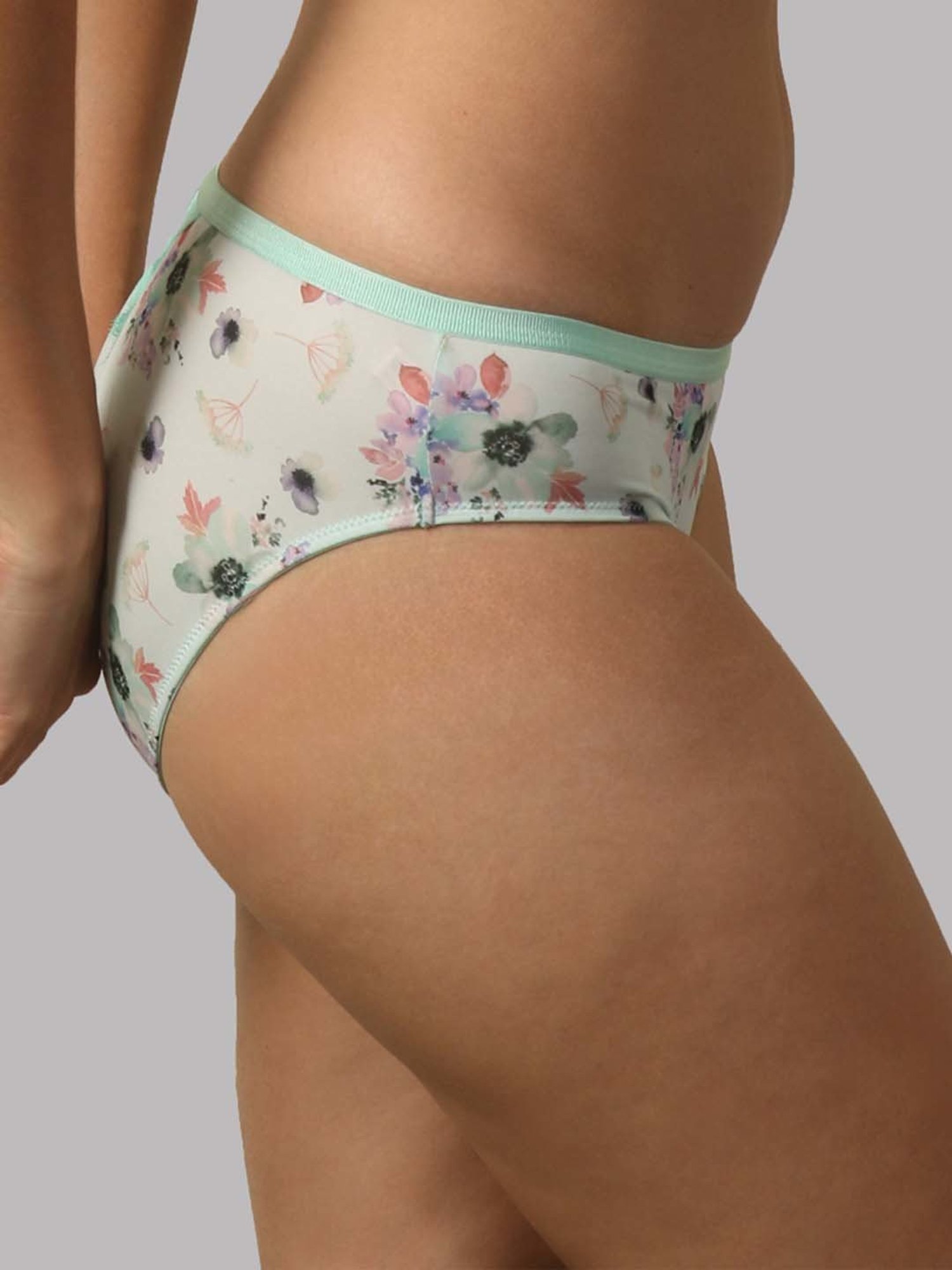 Soie Sea Green Printed Hipster Panty