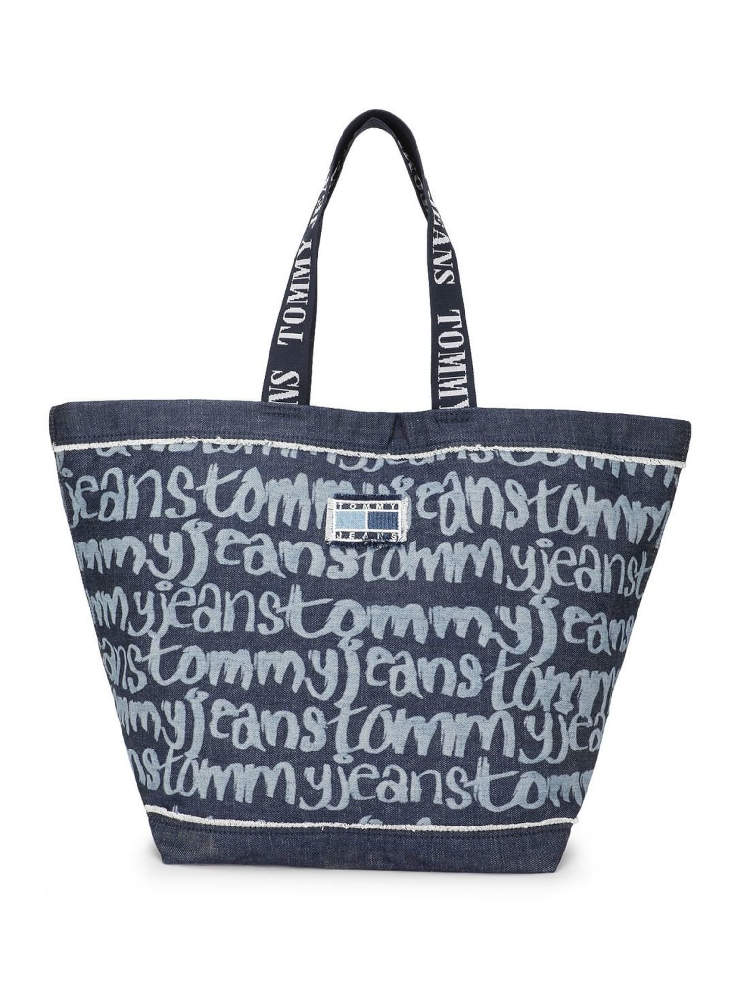 TOMMY HILFIGER Denim Script Printed Medium Tote