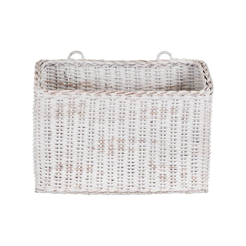 Wicker Wall Magazine & Toilet Paper Holder - White - 3R Studios