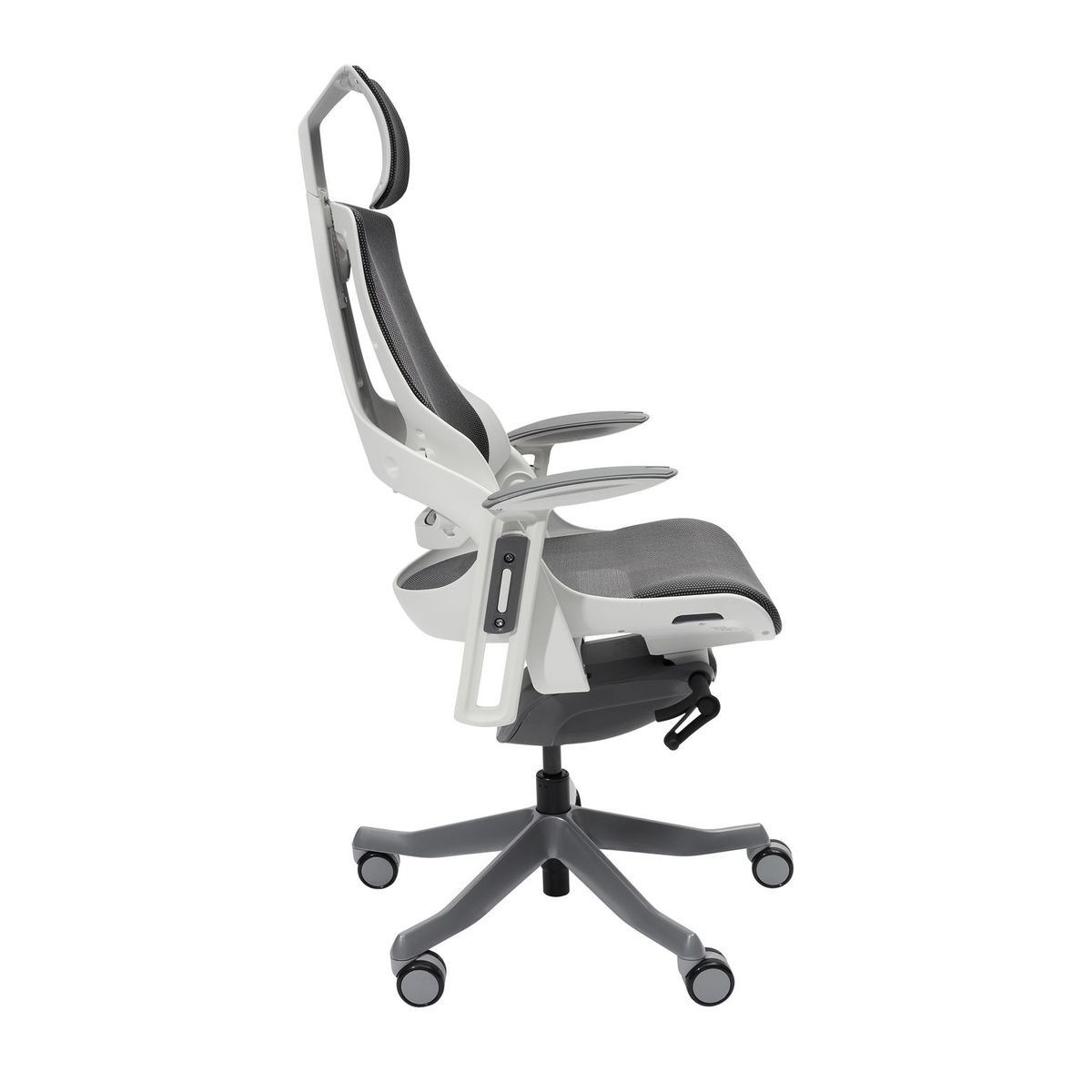 Techni Mobili LUX High Back Executive Office Chair with Aluminum Base, Mesh Task Chair with Adjustable Armrest Headrest and Lumbar Support, Grey