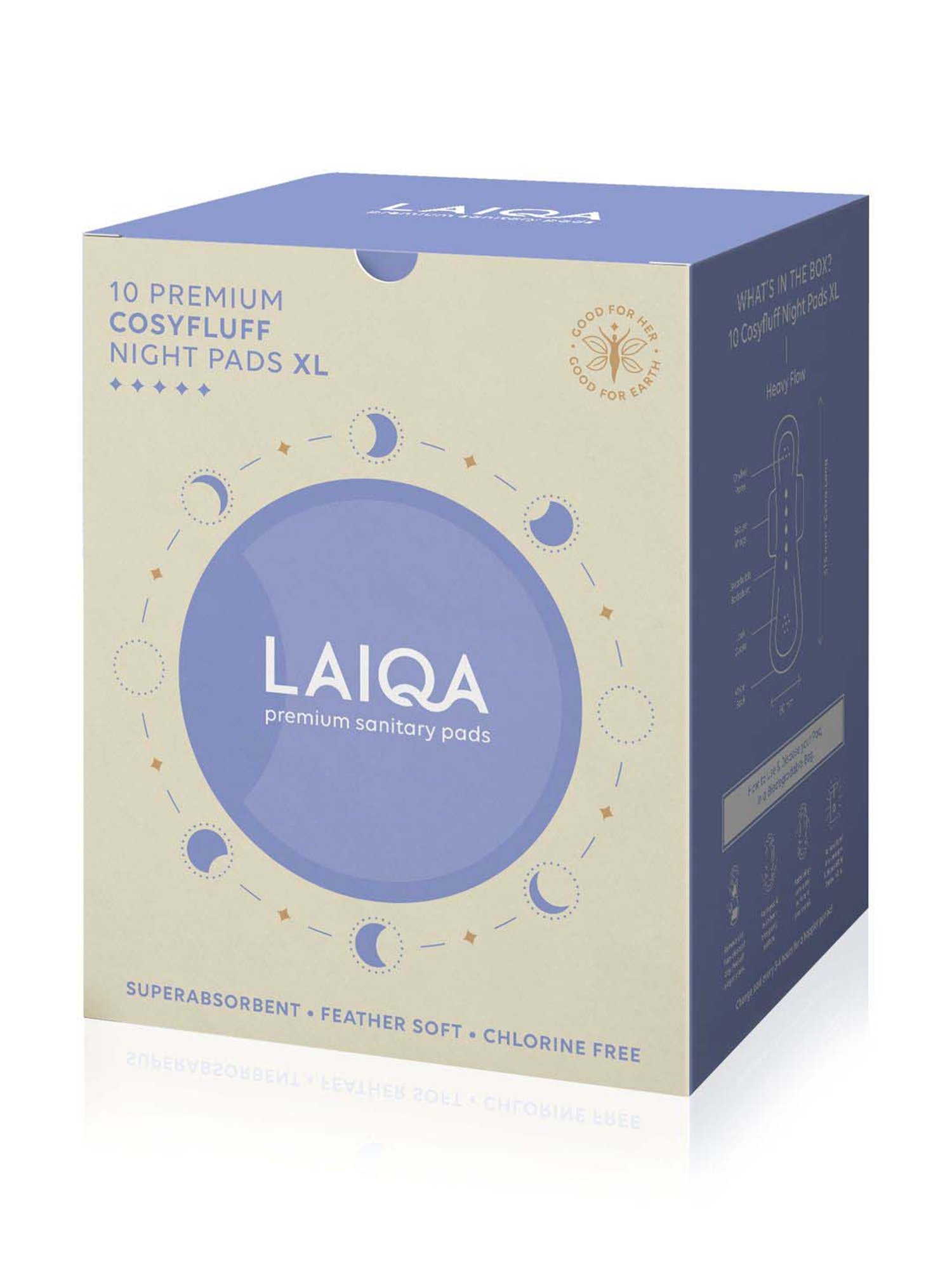 LAIQA Heavy Flow Xtra Large Night Pads - 10 Pads