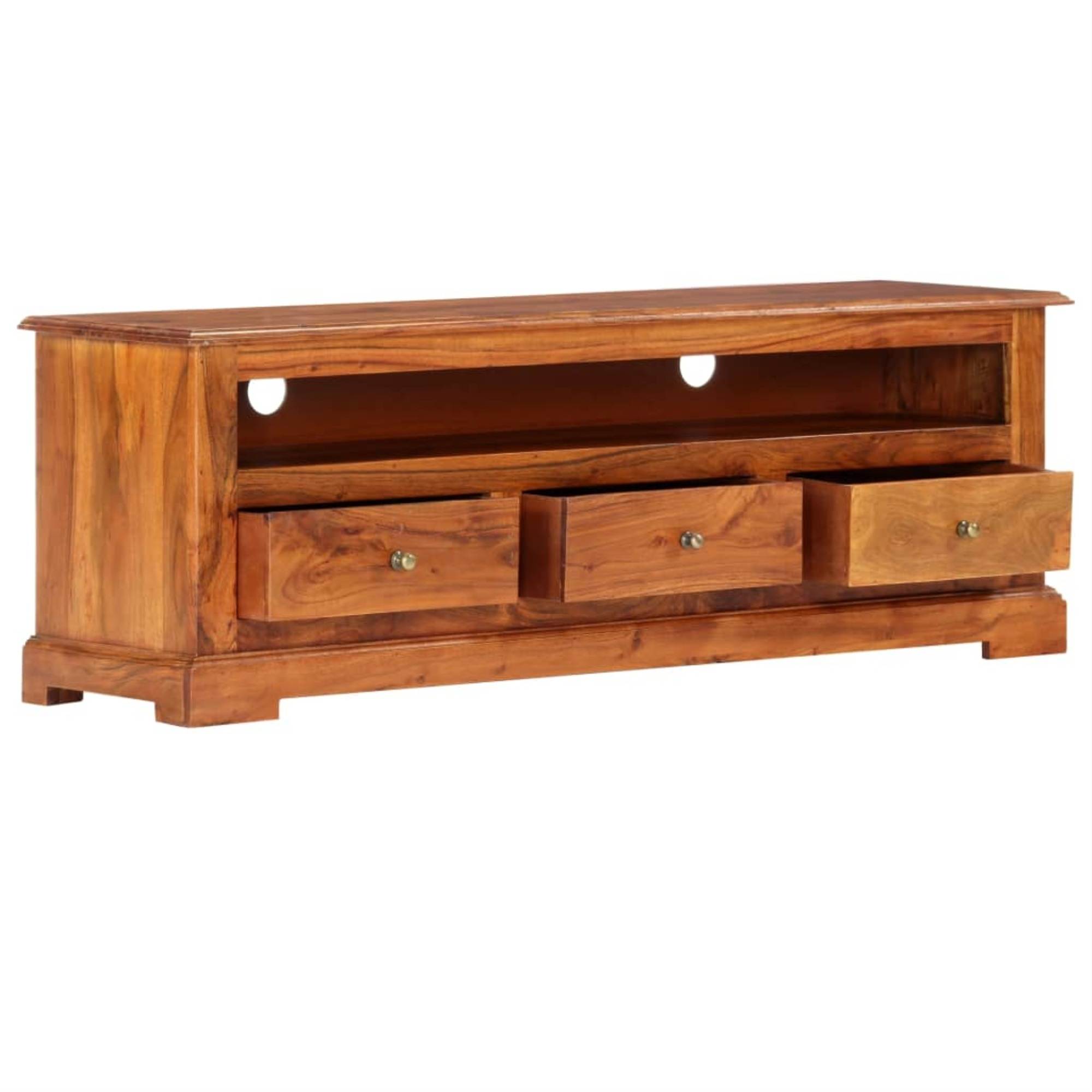 vidaXL Solid Acacia Wood TV Cabinet Sturdy Rustic 47.2" TV Drawer Stand Unit