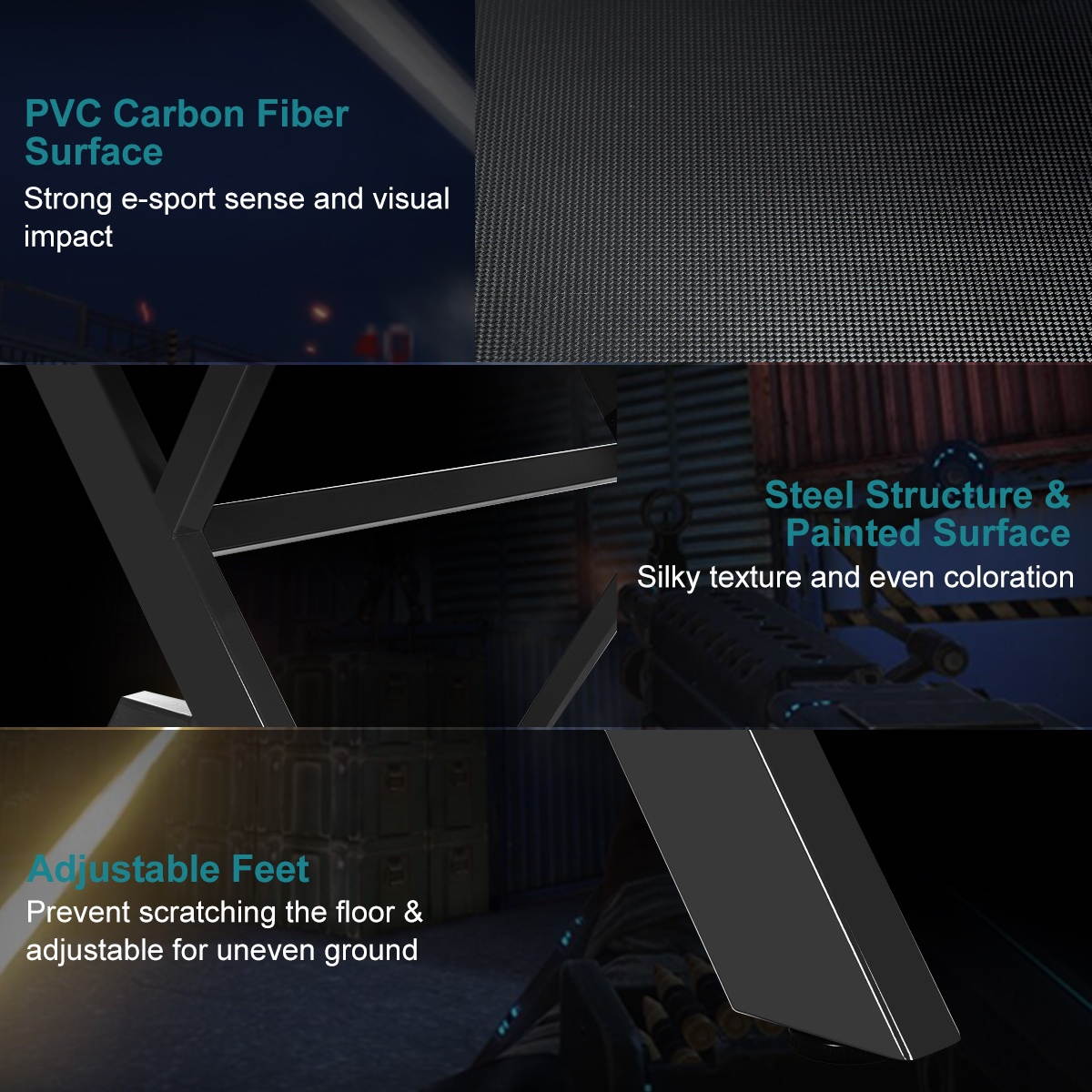 Gaming Desk Computer Desk Table w/Cup Holder & Headphone Hook Gamer Workstation