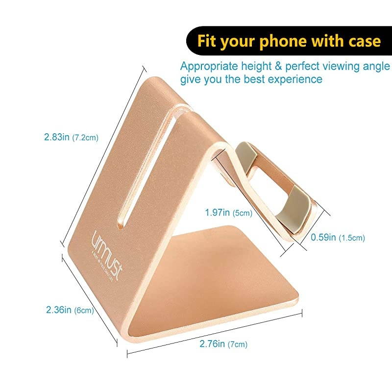 Cell Phone Stand Holder Aluminum Phone Dock Cradle Compatible with Switch, All Android Smartphone, for iPhone 12 11 Pro Xs Xs Max Xr X 8 7 6 6s Plus 5 5s 5c, Accessories (Gold)