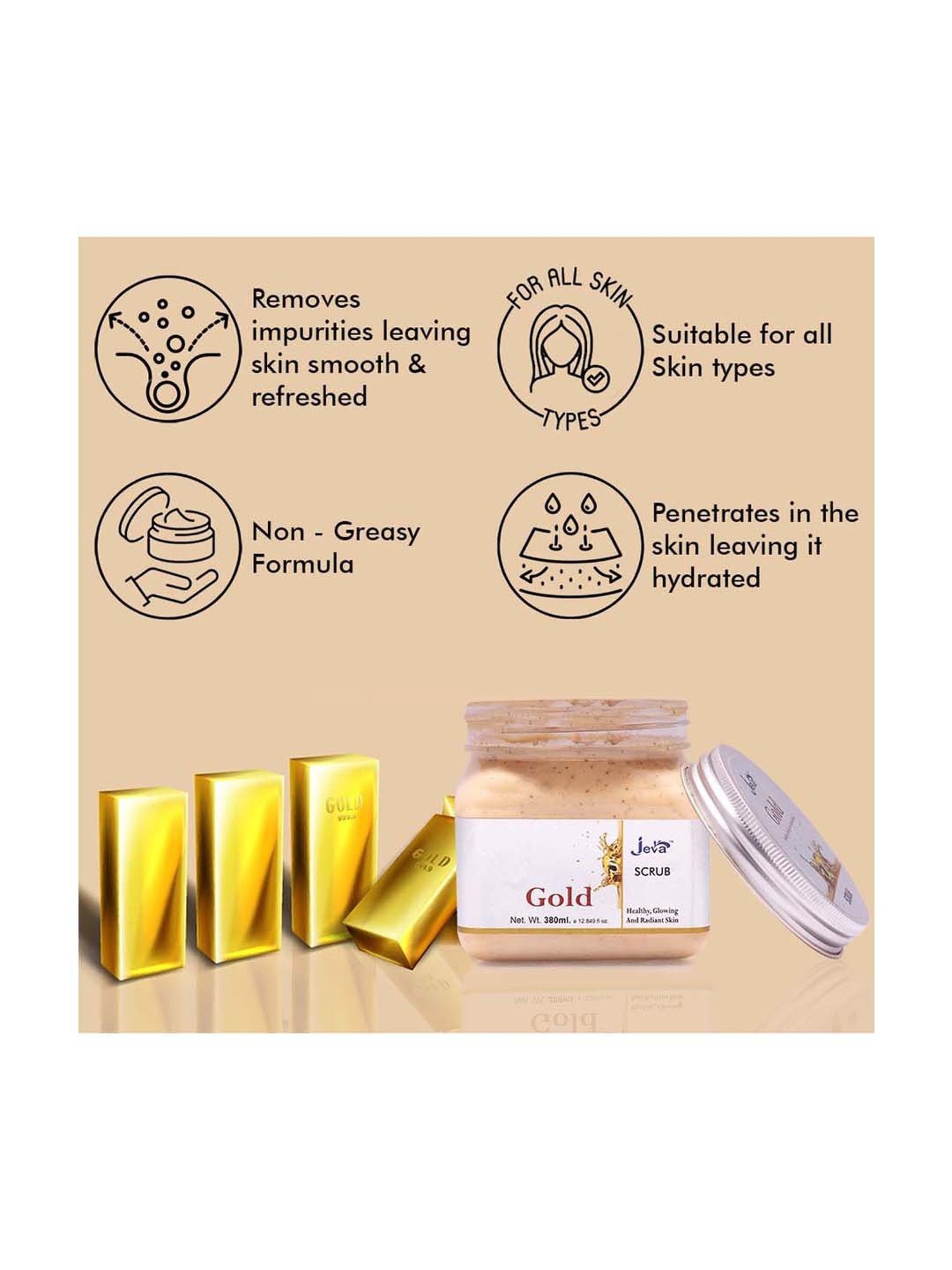 Gold Scrub for Healthy, glowing & Radiant Skin - 380 ml