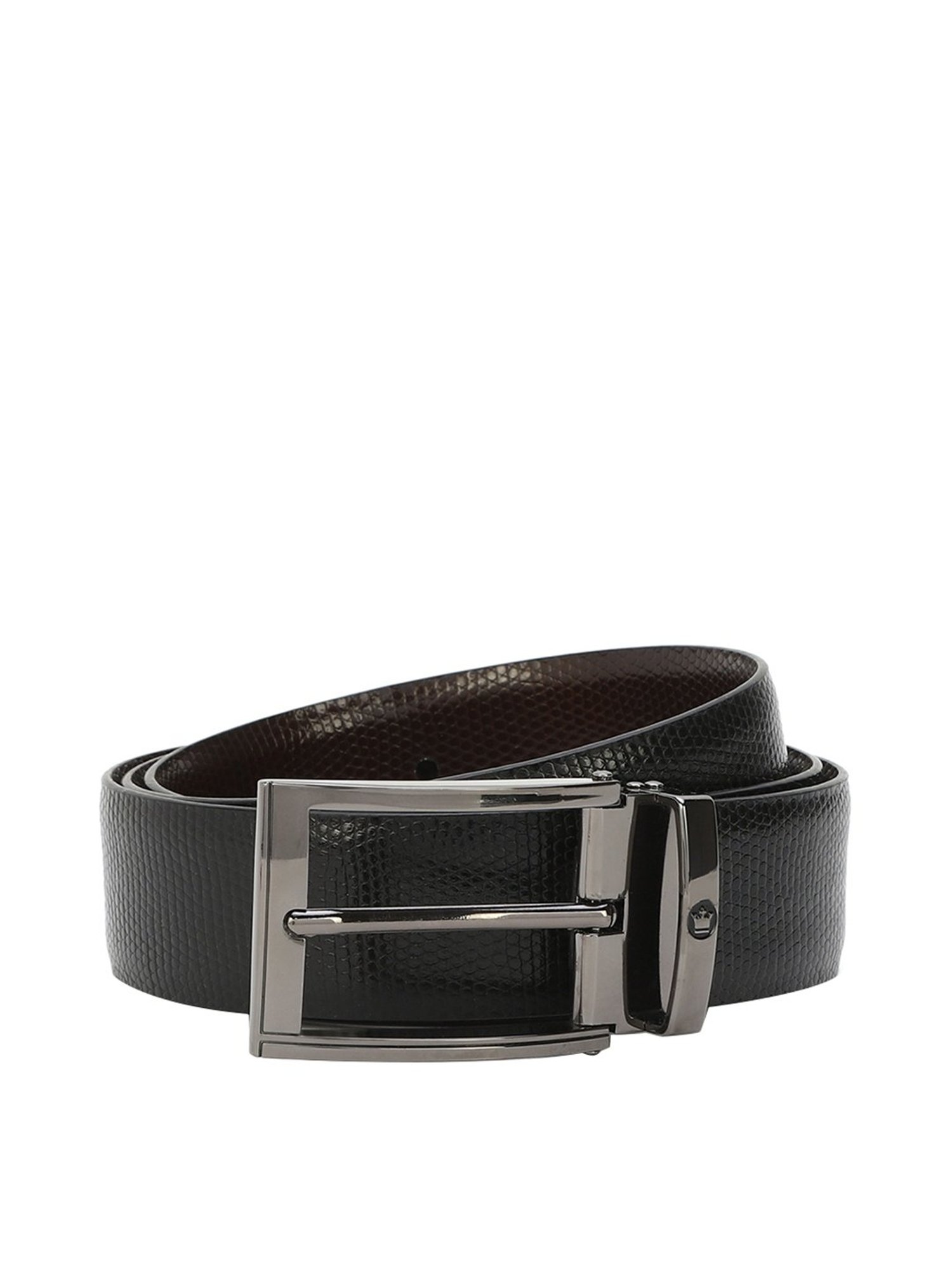 Louis Philippe Black Leather Reversible Belt for Men