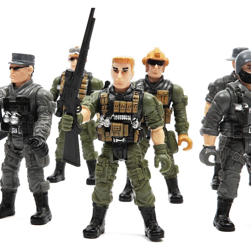 8-Pack Military SWAT Soldiers Action Figures, Special Force Army Men Toy Soldier Set with Accessories, 4.5&rdquo; Tall