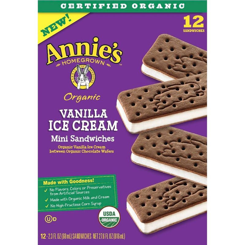 Annie's Vanilla Ice Cream Sandwiches - 12ct
