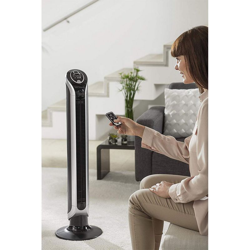 Rowenta VU6670 Fresh 180 Degree Oscillating 3 Speed Tower Fan and Remote, Black