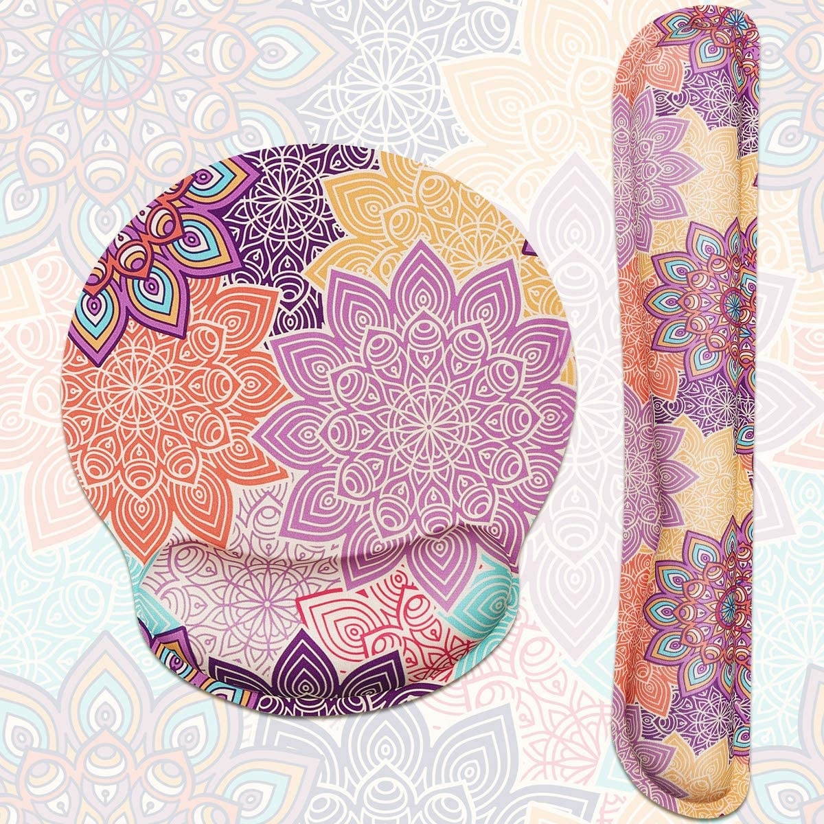 Keyboard Wrist Rest Pad and Mouse Pad Wrist Support, Ergonomic Raised Memory Foam, Non Slip PU Rubber Base [Pain Relief] for Office, Computer, Laptop, Typist, Gamer