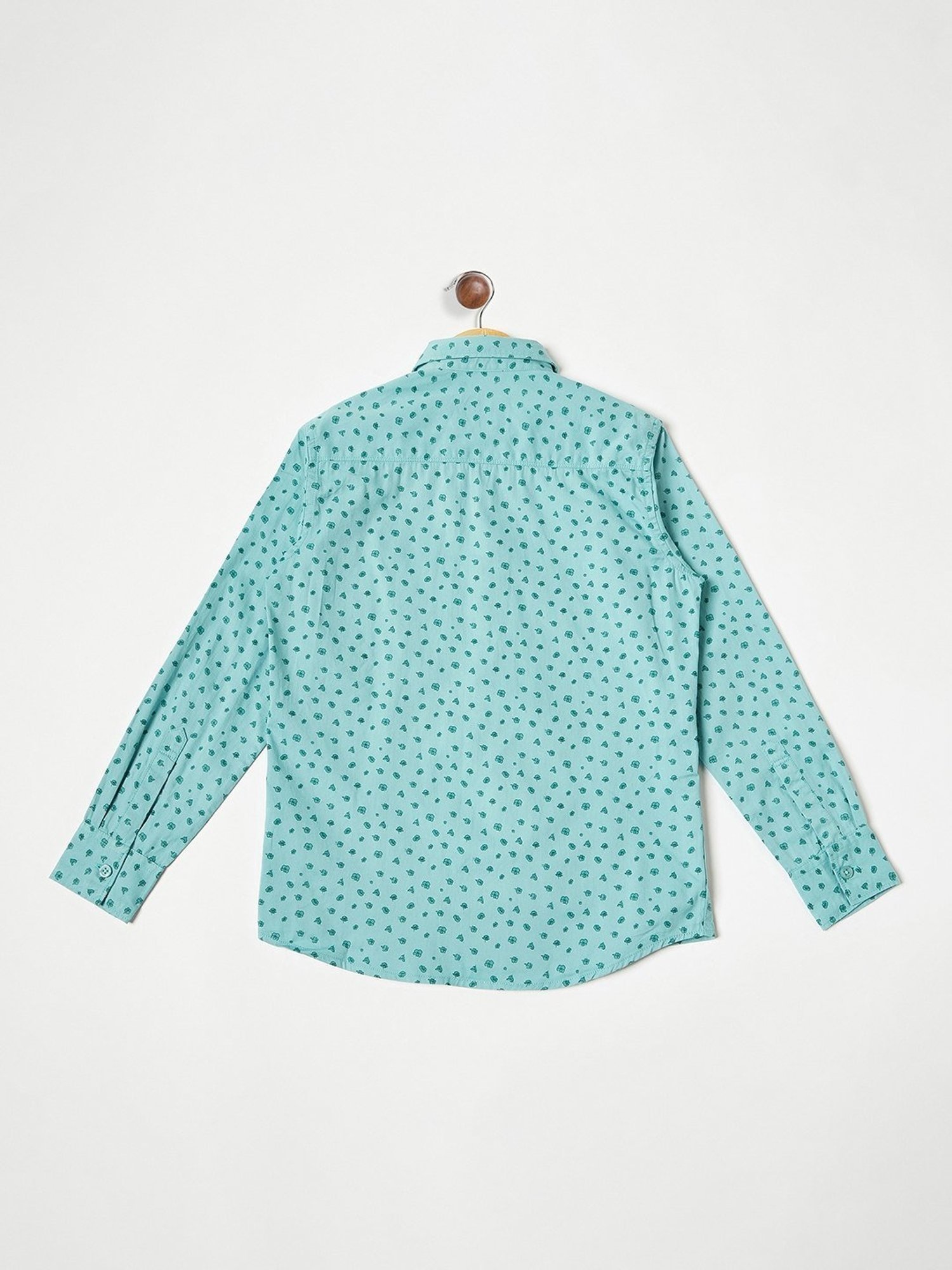 Crimsoune Club Kids Sea Blue Cotton Printed Shirt