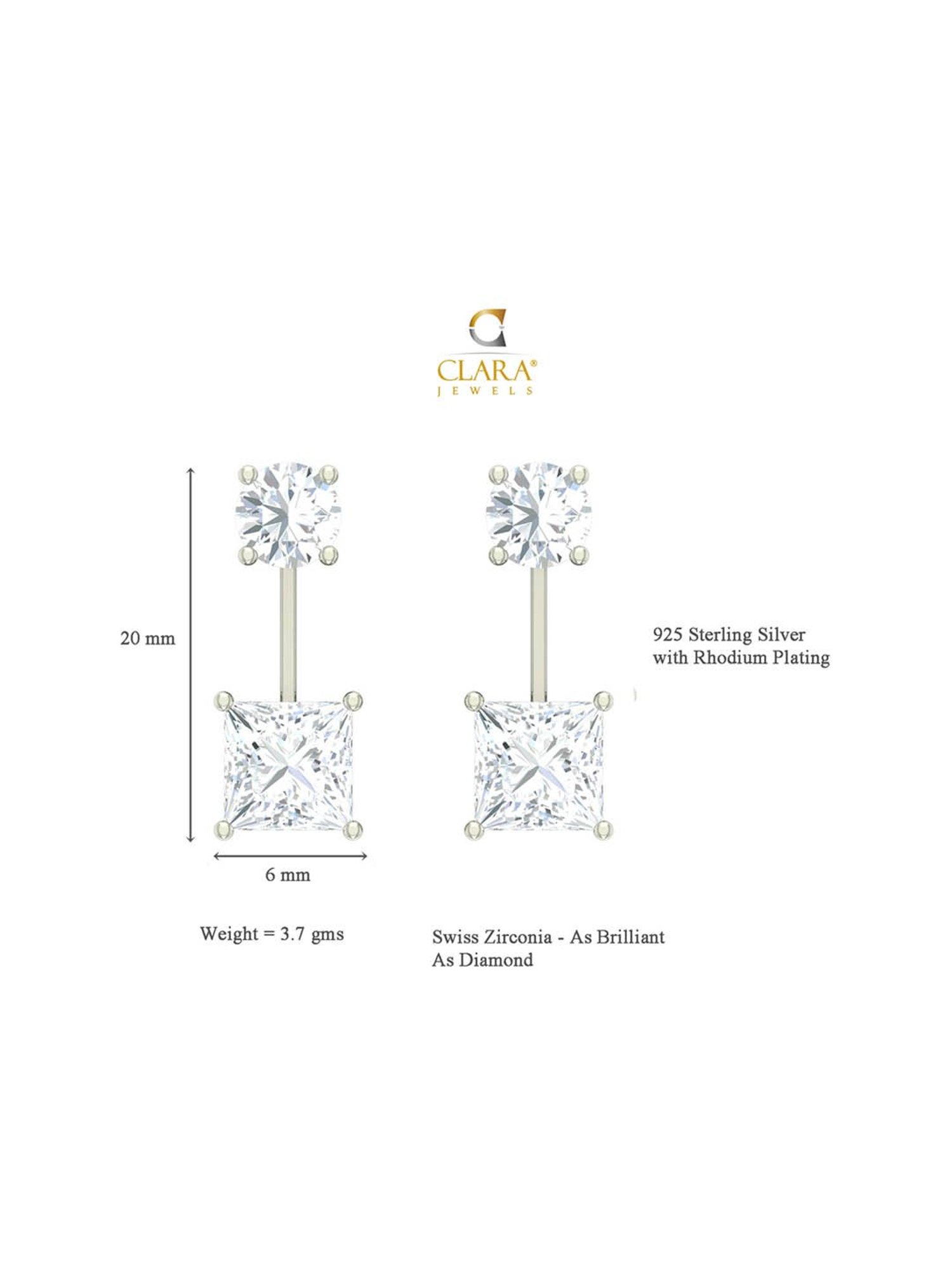 Clara 92.5 Sterling Silver Fleur Earrings for Women