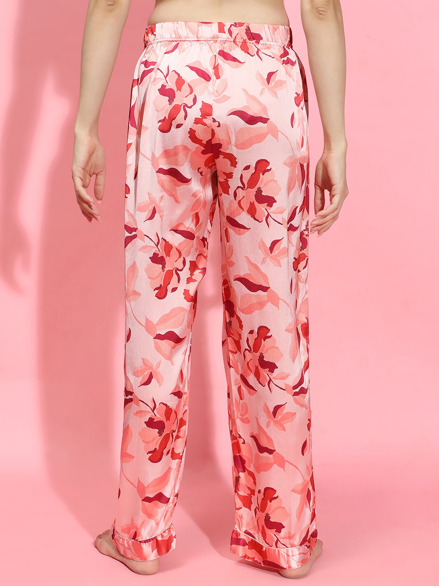 Oxolloxo Pink Satin Printed Pyjamas
