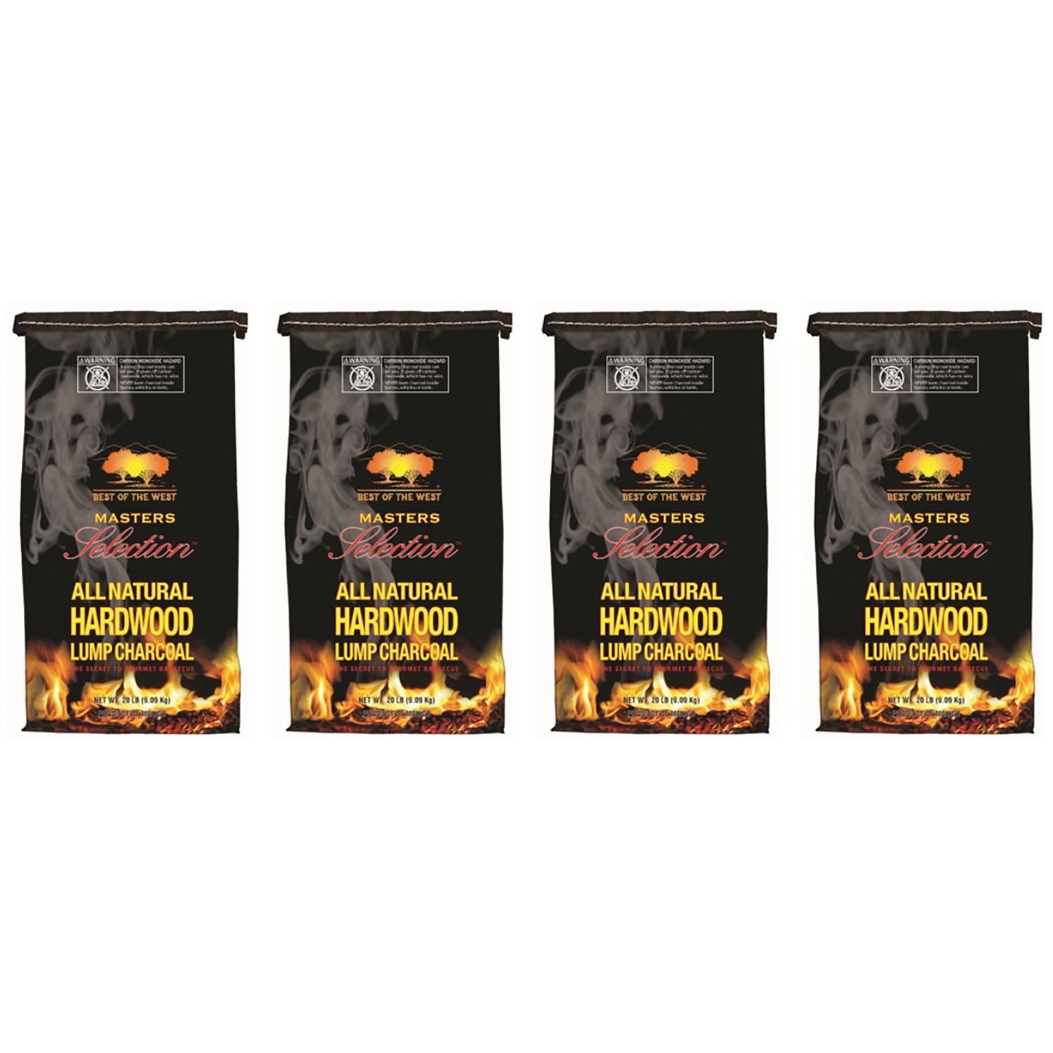 Best of the West All Natural Hardwood Lump Charcoal Bag, 20 Pounds (4 Pack)