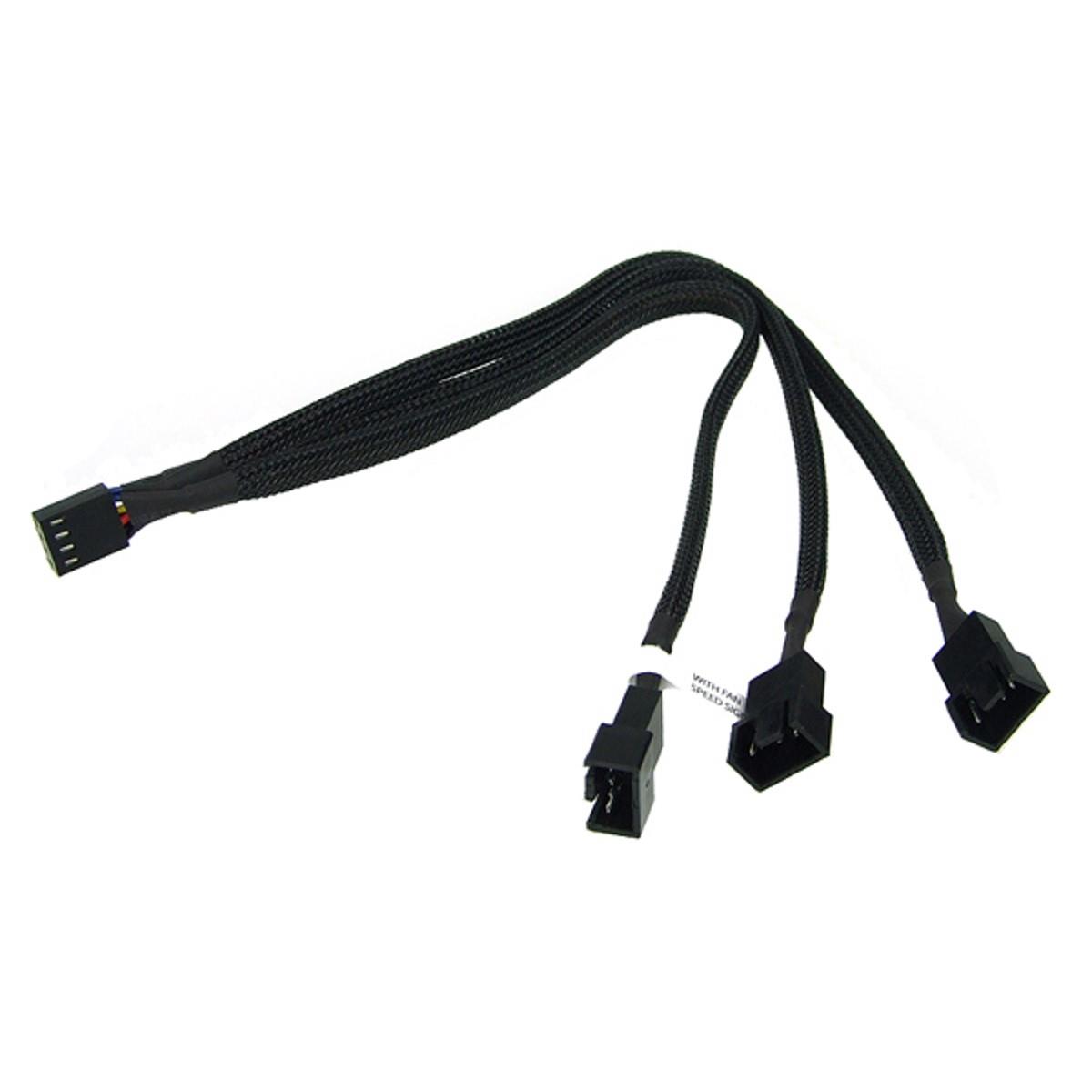 Phobya 4-Pin PWM to 3x 4-Pin PWM Cable - 30cm | Black (81098)