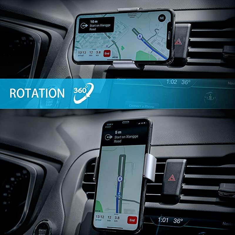 Car Cell Phone Mount  Air Vent Clip Holder Universal Stand Hands Free Cradle Compatible with Phone 12 Mini 11 Pro Xs Xs Max Xr X 8 7 6 6s Plus SE and Other 4765 Smartphones Silver