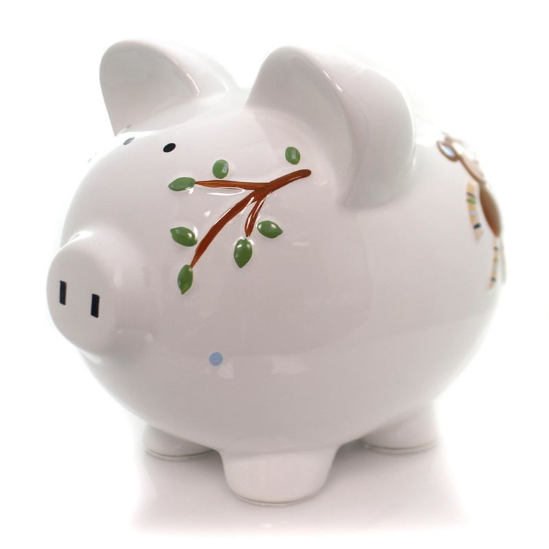 Bank 7.75" Blue Tropical Punch Piggy Giraffe Turtle Monkey  -  Decorative Banks