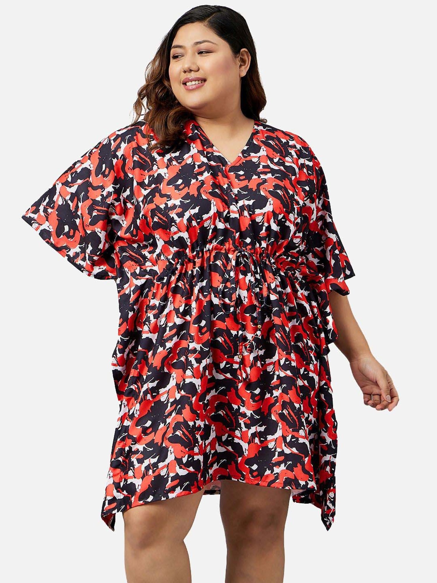 Secrets By ZeroKaata Red Printed Kaftan