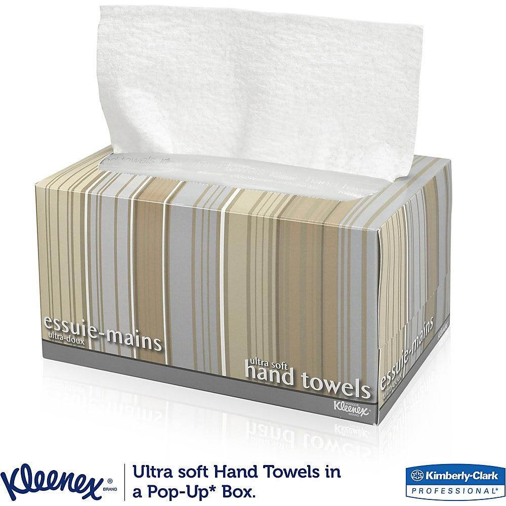 Kleenex&reg; Ultra Soft Hand Towels, Pop-Up Box, 1-Ply, White, 70 Hand Towels Per Box, Case Of 18