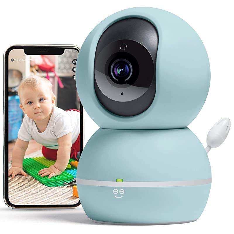 Smart Home Pet and Baby Monitor with Camera 1080p Wireless WiFi Camera with Motion and Sound Alert Pastel Blue