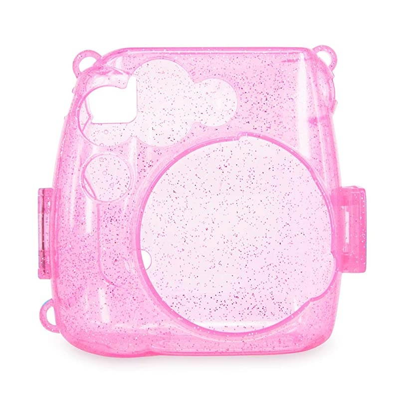 Clear Camera Case w Adjustable Rainbow Shoulder Strap Compatible with Fugifilm Instax Mini 8Mini 8+Mini 9 Instant Camera Purple