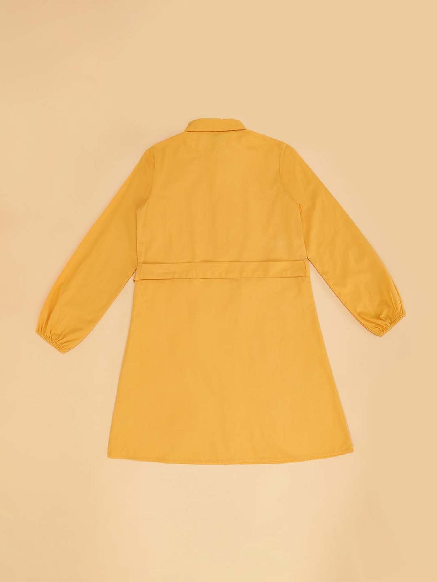 YU by Pantaloons Kids Yellow Cotton Loose Fit Full Sleeves Dress