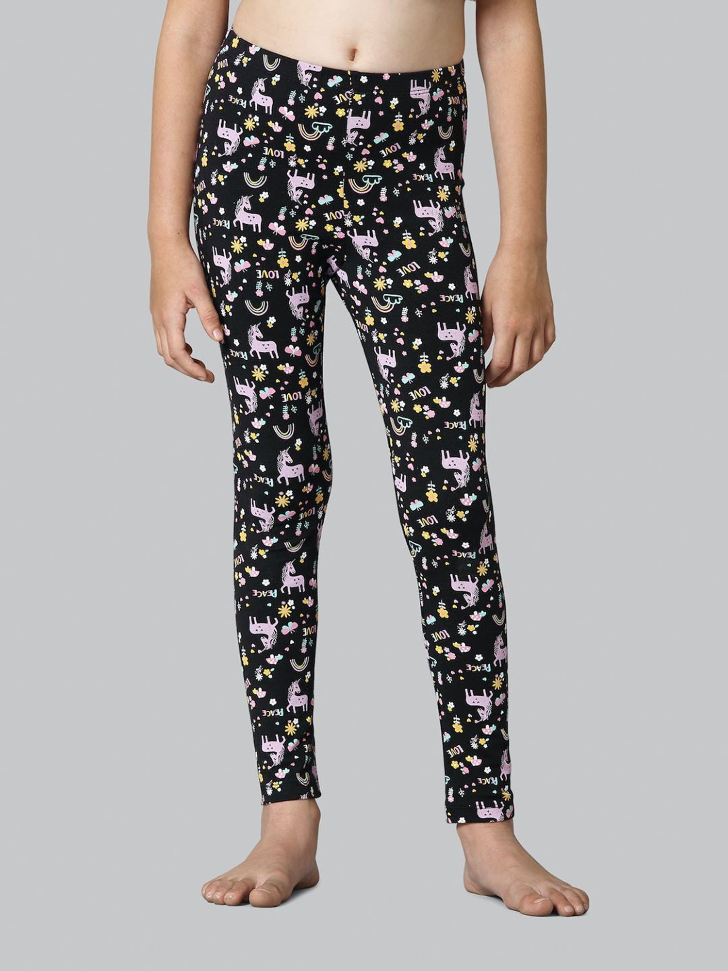 Jockey Kids White & Black Cotton Striped Leggings