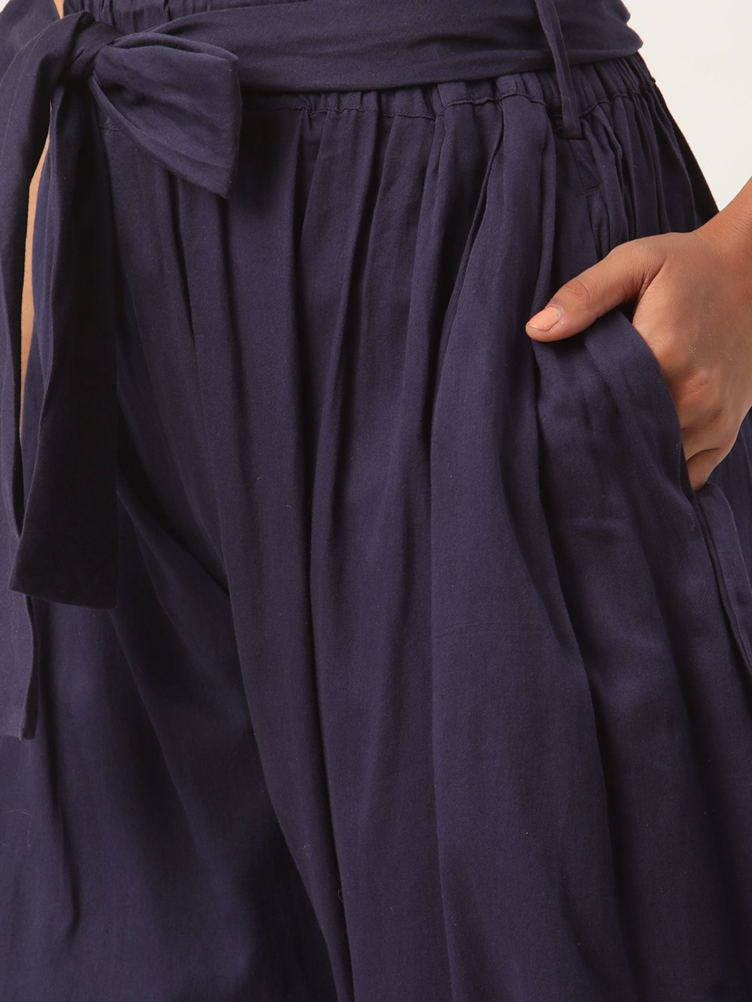 Rooted Blue Cotton Dhoti Pants