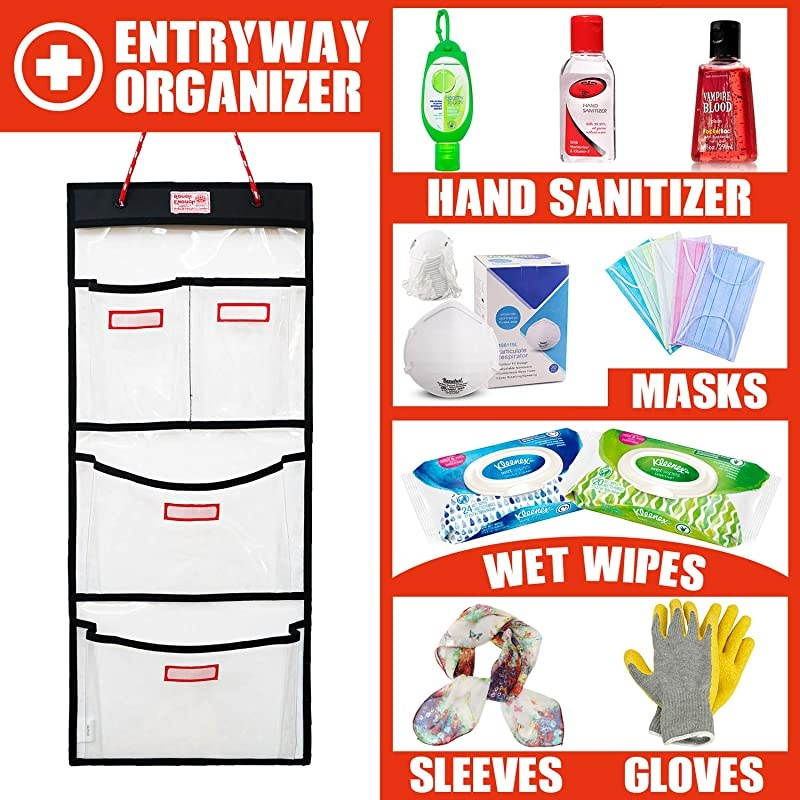 Enough Entryway Door Hanging Organizer School Locker Organizer Mail Holder Wall Mount with Small Pockets Closet Cabinet Organizer Storage for Home Office Gym Key Accessories Mask Sanitizer Clear