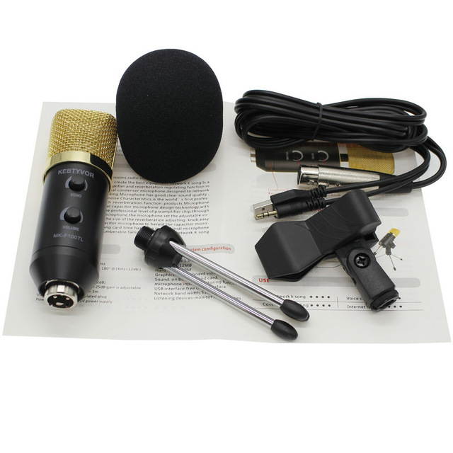 Microphone Adjustable Sound Volume Noise Reduction Condenser KTV Audio Studio Recording Mic MK-F100TL