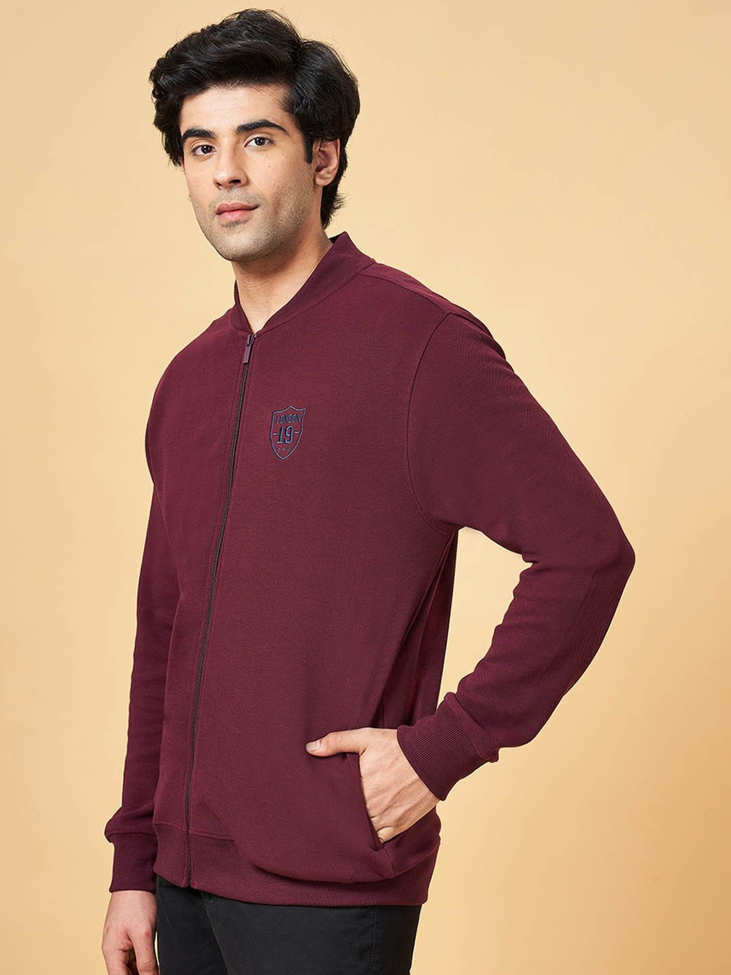 Byford by Pantaloons Wine Slim Fit Sweatshirt