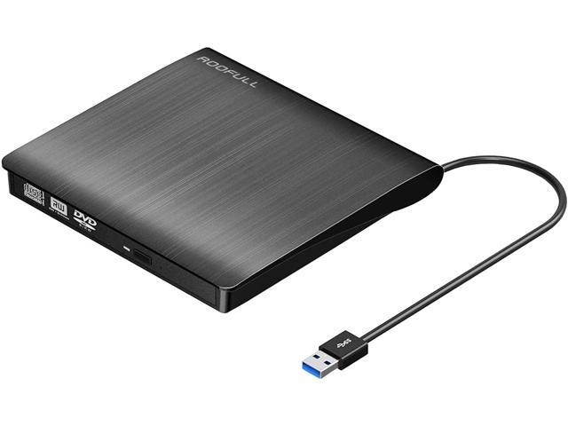 ROOFULL External CD DVD Drive USB 3.0, Premium Portable DVD/CD ROM +/-RW Optical Drive Burner Writer Reader Player for Windows 10/8/7, Linux, Mac OS Laptop Desktop, MacBook Pro/Air, iMac (Black)