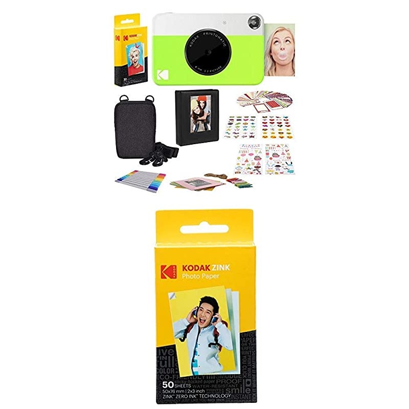 Printomatic Digital Instant Print Camera Neon Green with 2"x3" Premium Zink Photo Paper 50 Sheets