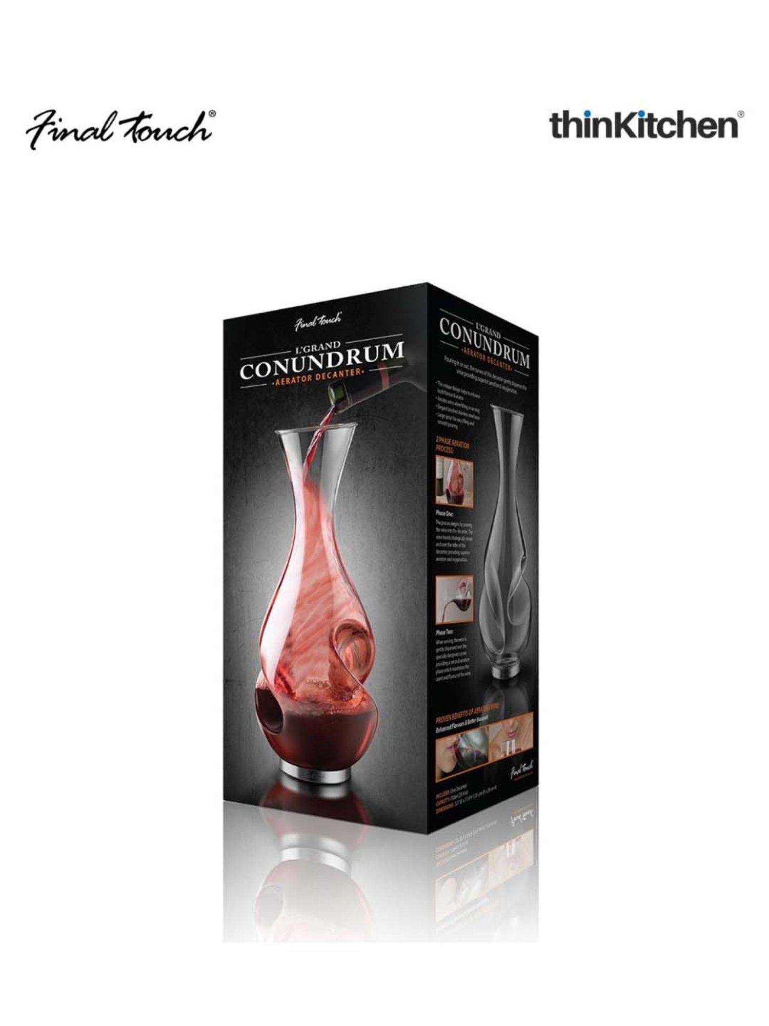 Final Touch Transparent Borosilicate Decanter Conundrum Aerator (0.75 L)