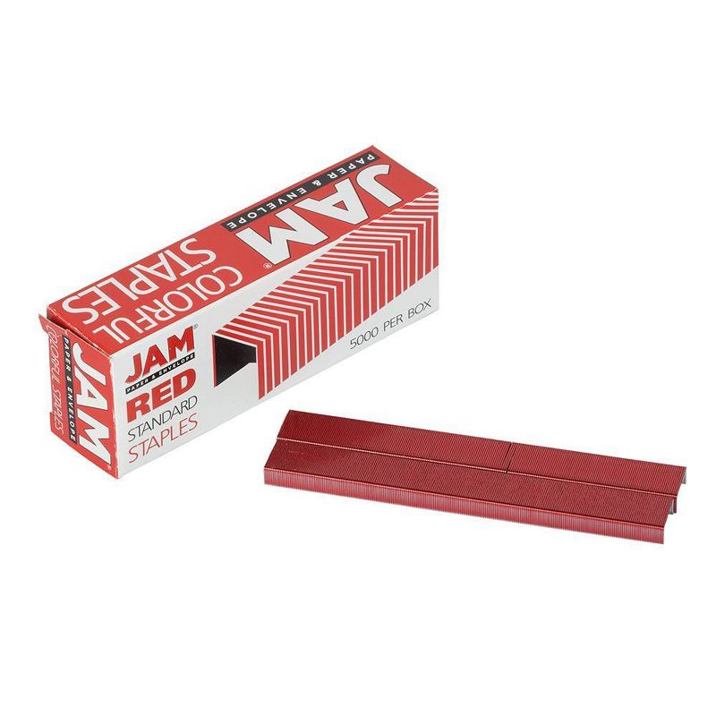 JAM Paper 5000ct Standard Size Colorful Staples - Ruby Red