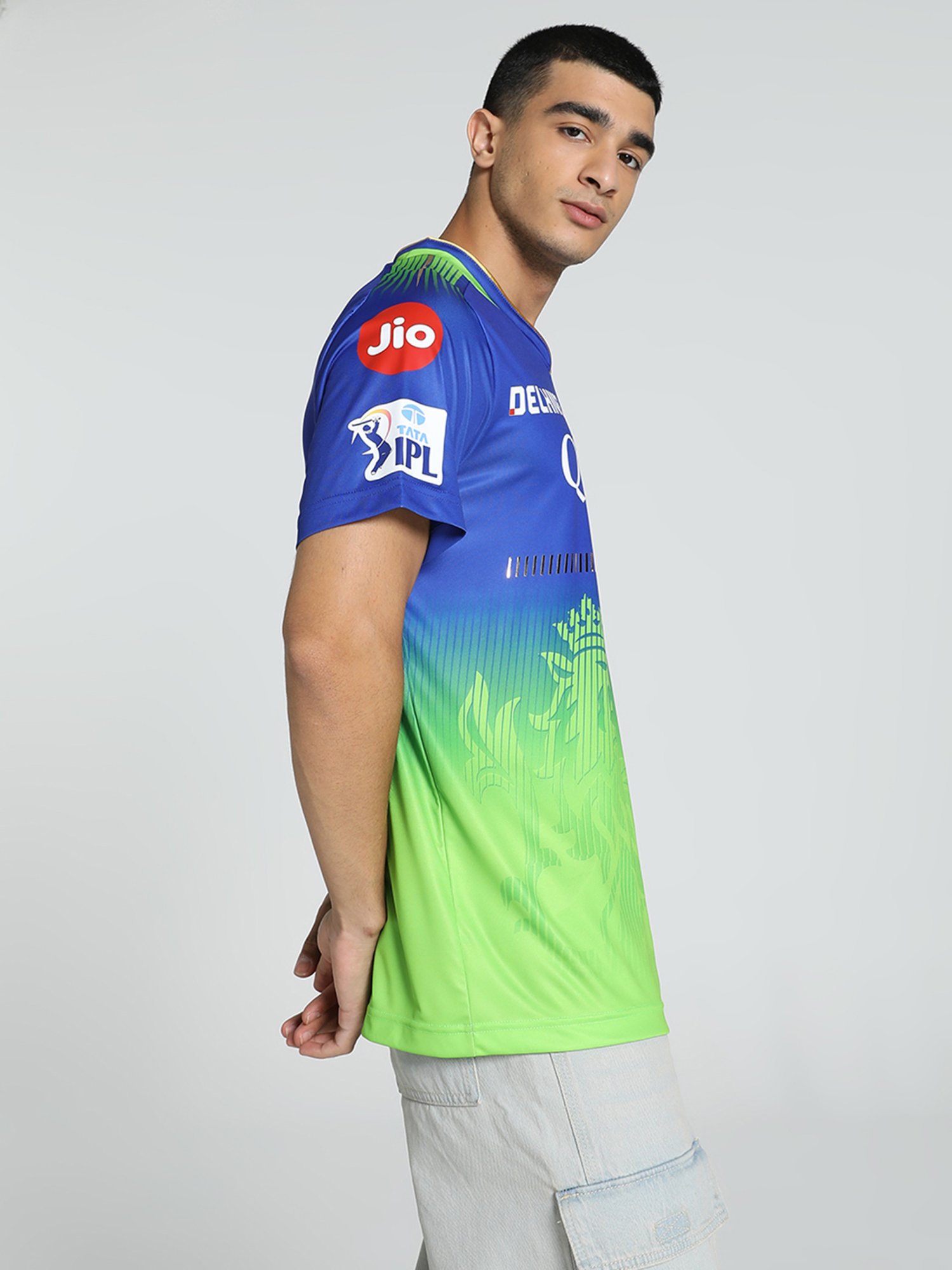 Puma Teamsport x RCB Blue & Green Regular Fit Printed Jersey