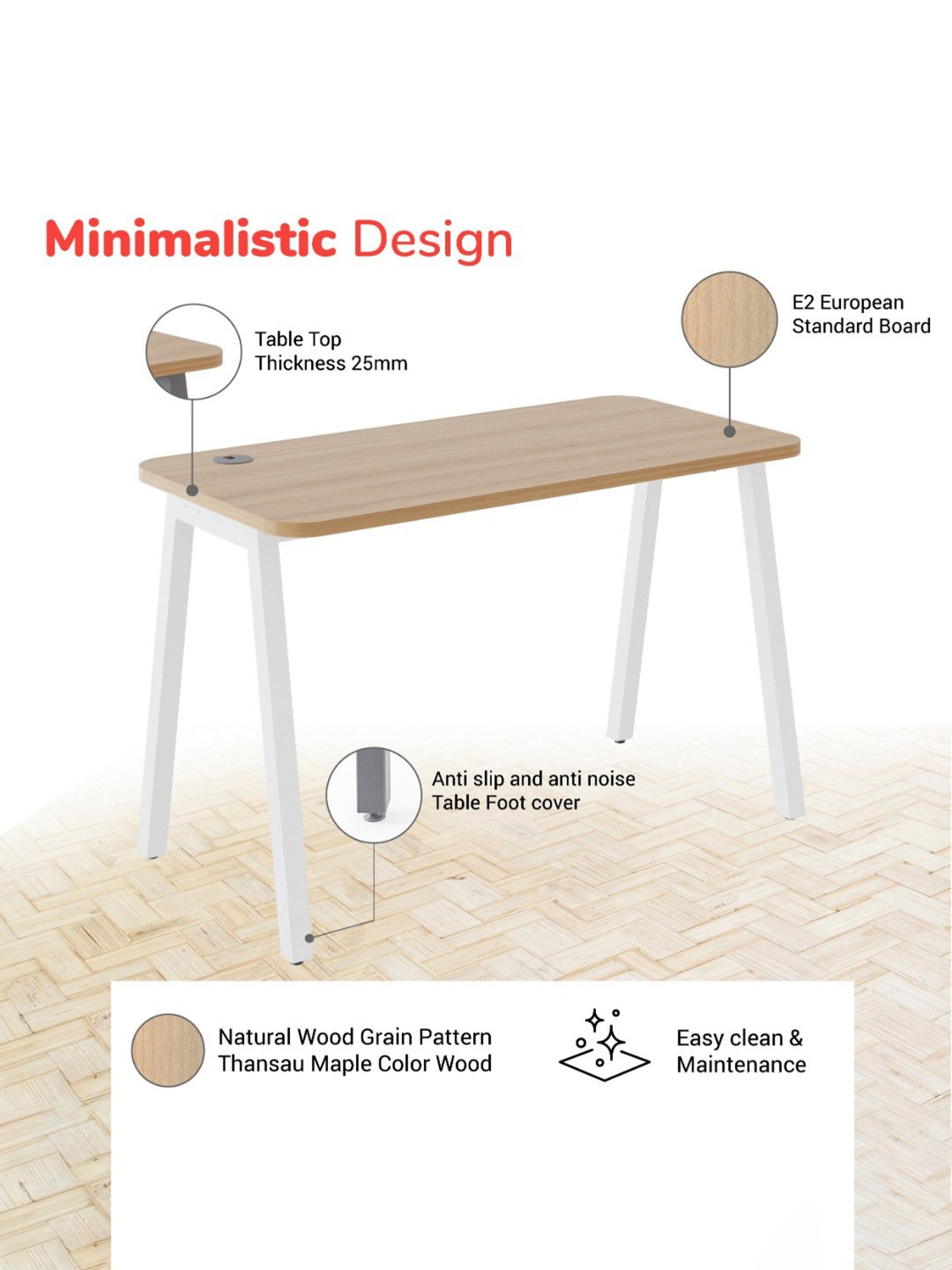 HNI India IVO  Engineered Wood Executive Office and Study Desk (White-900MM)